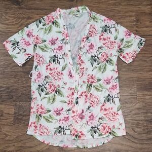 Versona Pink and Green Floral Button Down Shirt